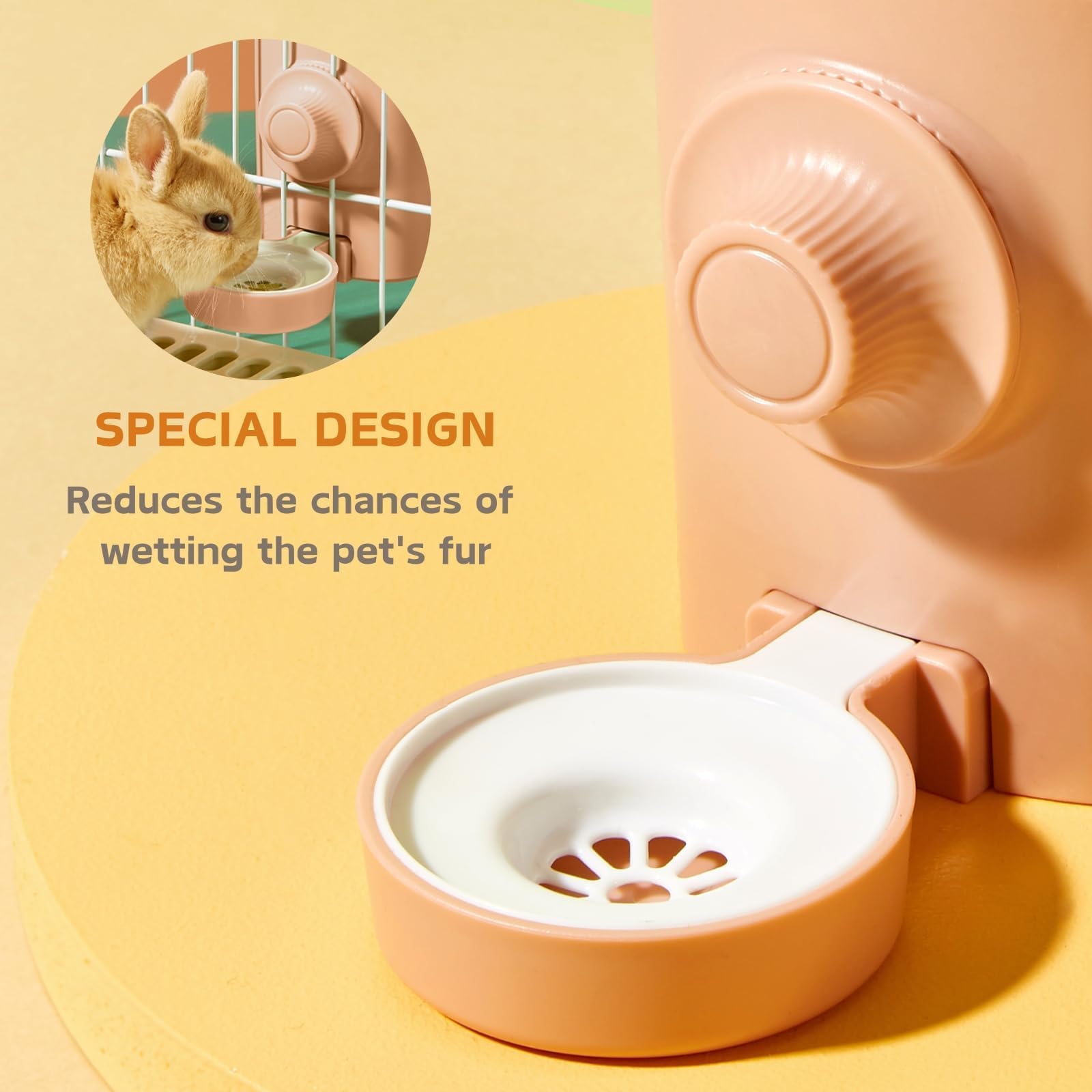 Septillar distributeur eau pour cage 600ml rose, accès rapide à l'eau fraîche.