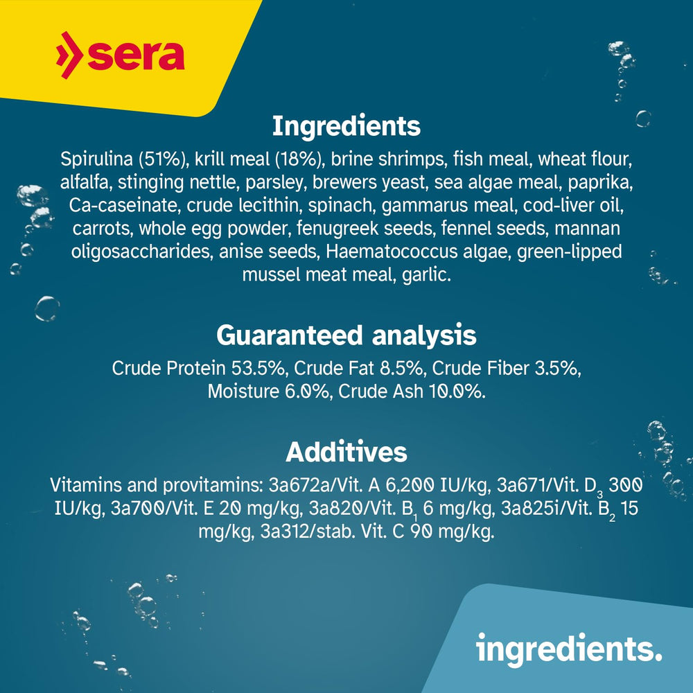 Sera Micron partículas ultrafinas, adecuadas para bocas diminutas.