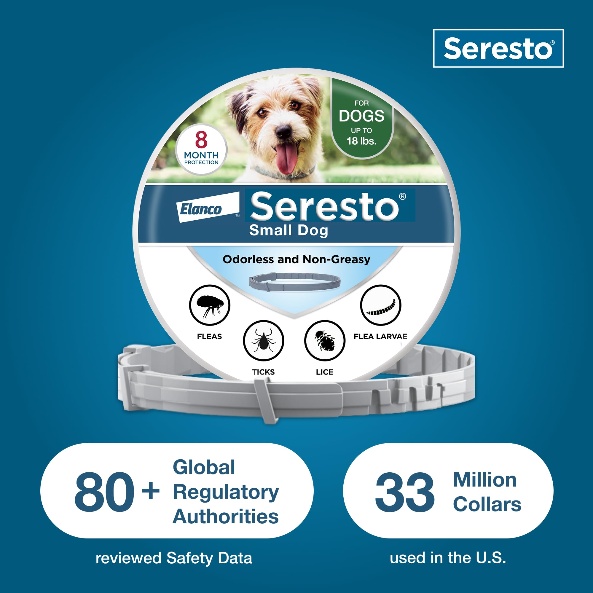 Seresto collar para perro pequeño, libre de olor, cómodo de usar.