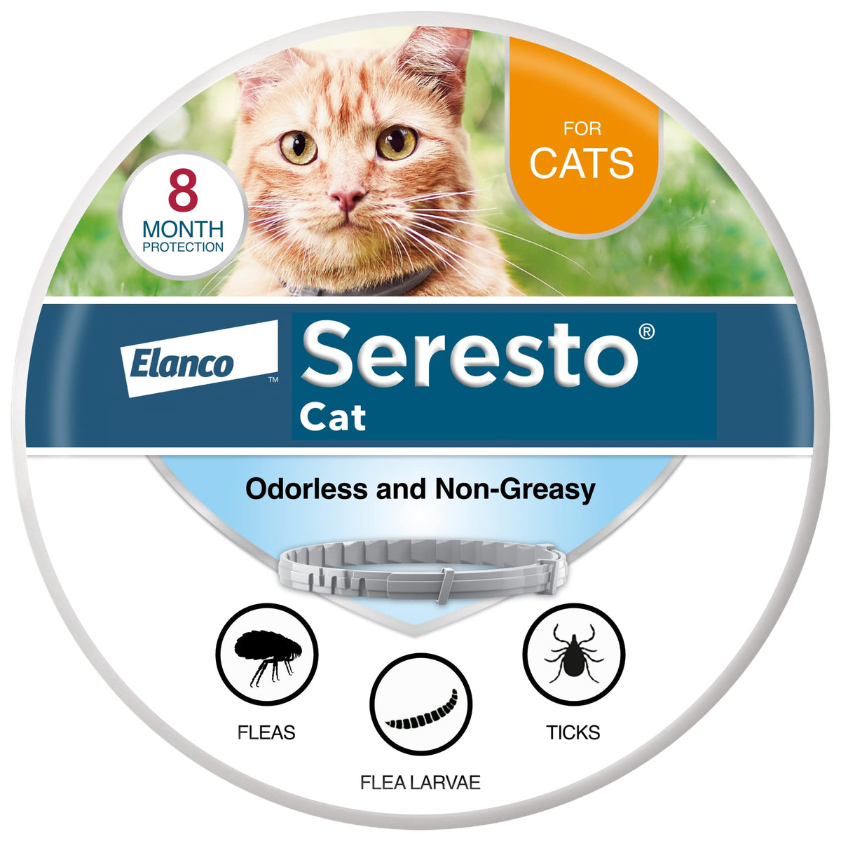 Collar Seresto para gato con instalación simple y segura para protección continua.