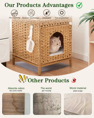 SETVSON caja de arena oculta con diseño elegante de ratán natural.