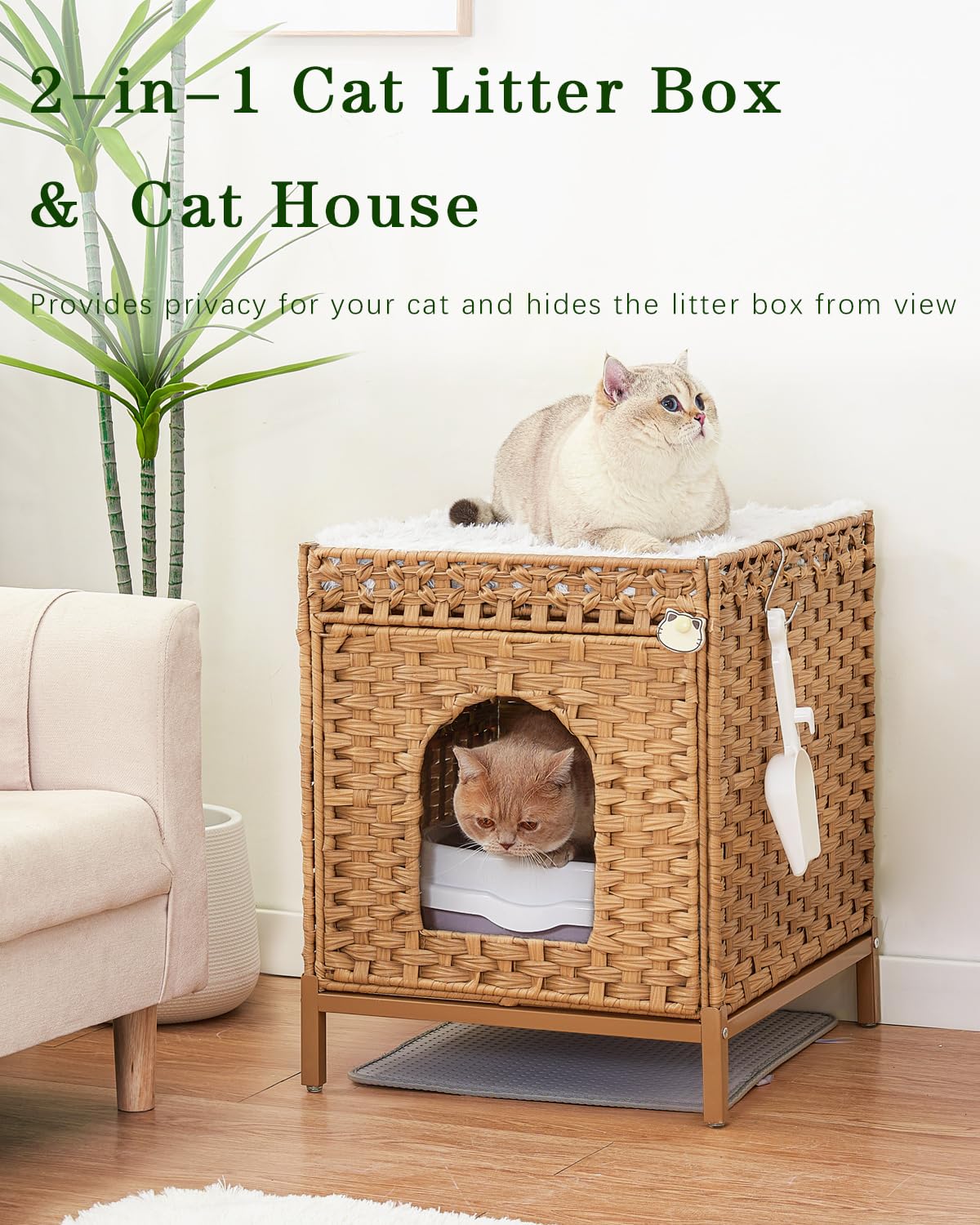 SETVSON caja de arena oculta tejida a mano aporta estilo natural al hogar.