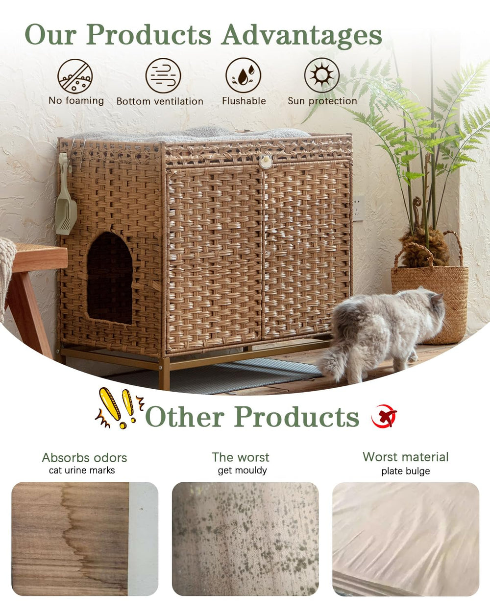 SETVSON cama para gato con patas metálicas altas, estabilidad y estilo