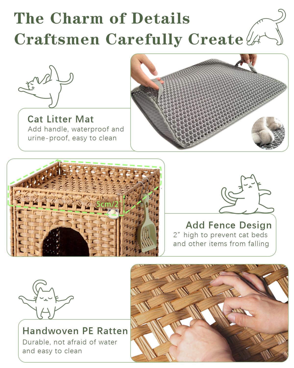 SETVSON casa para gatos tejida a mano, aporta calidez y estilo natural.