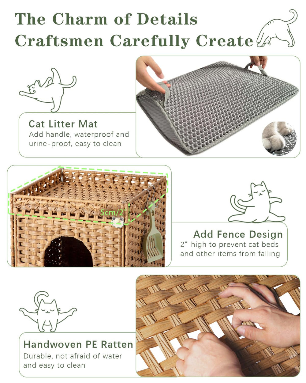 SETVSON casa para gatos tejida a mano, aporta calidez y estilo natural.
