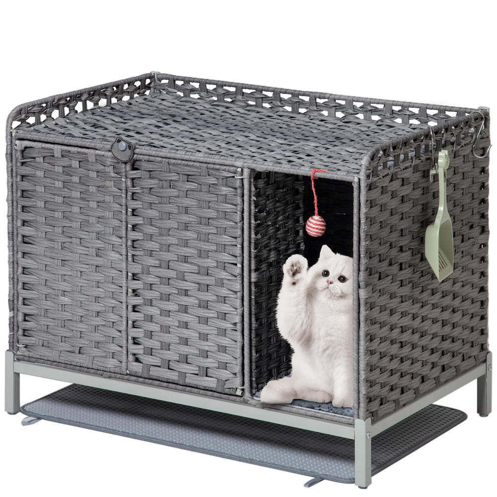 SETVSON mueble caja litter con divisor: oculta la arena y reduce olores.