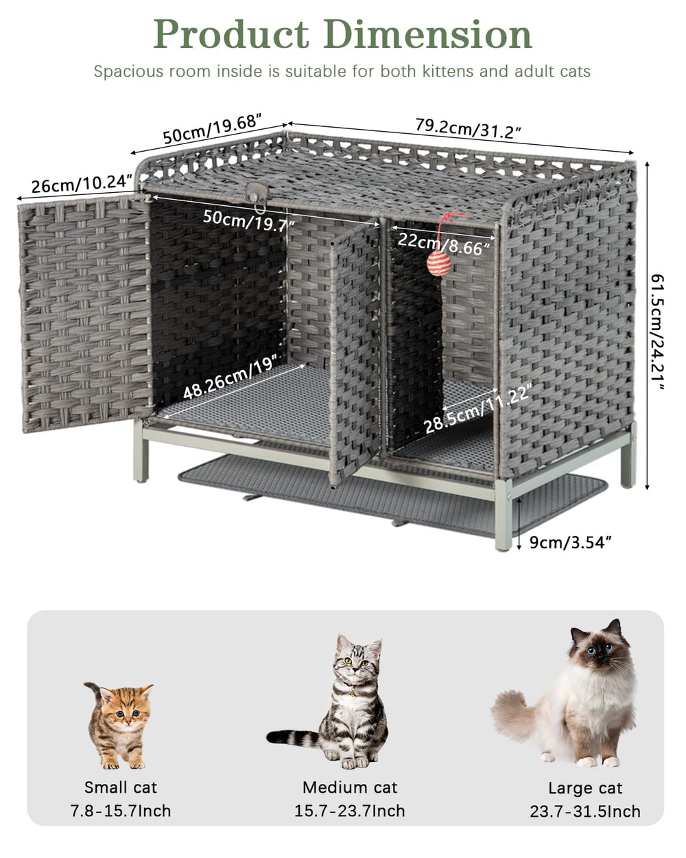 SETVSON mueble oculto para gatos: sala ordenada y tranquila.