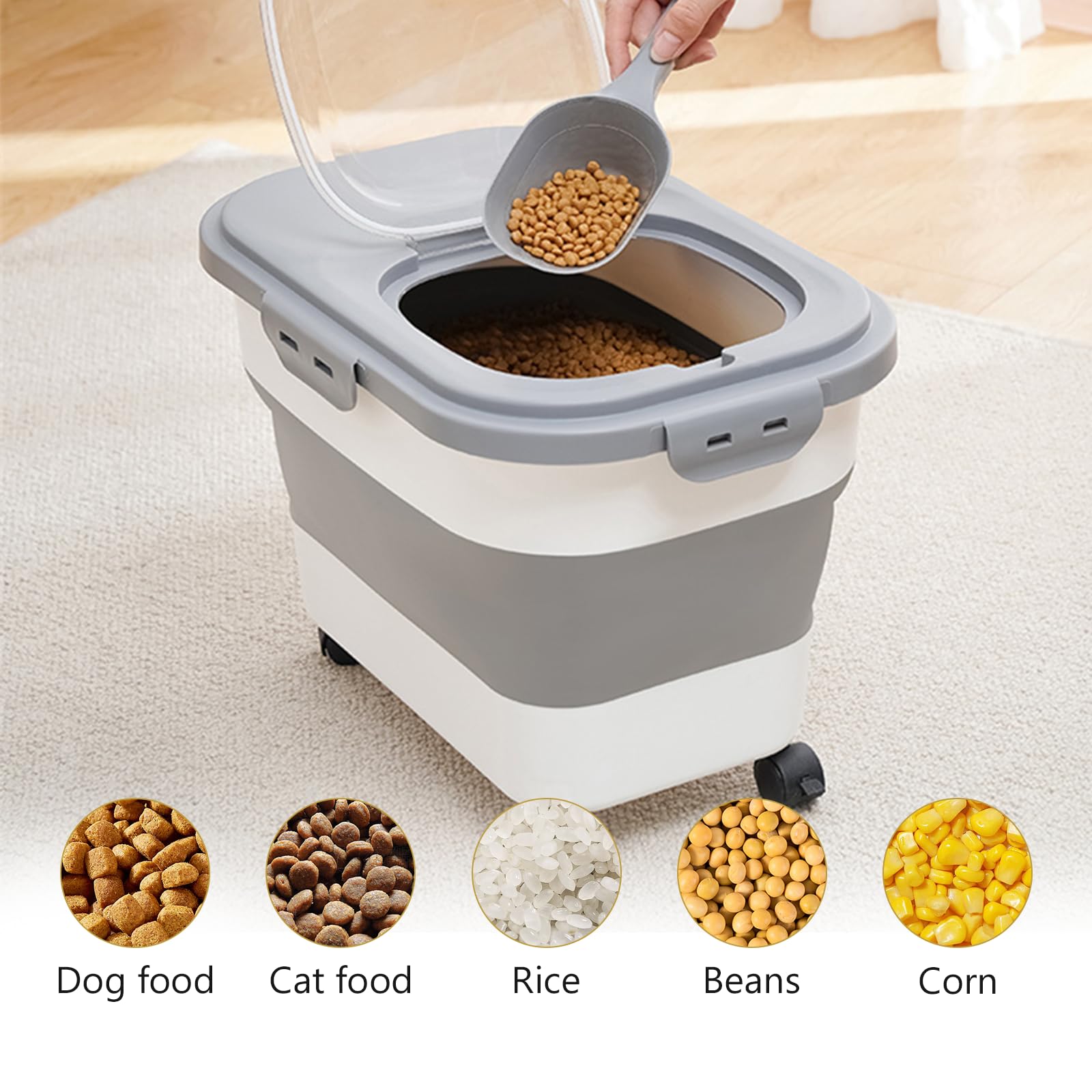 SEWIU accesorios y contenedor para almacenamiento de comida de mascotas.