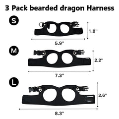 ARNÉS SEZDEKI para dragon barbudo, cuero suave, talla mediana, ajuste estable.