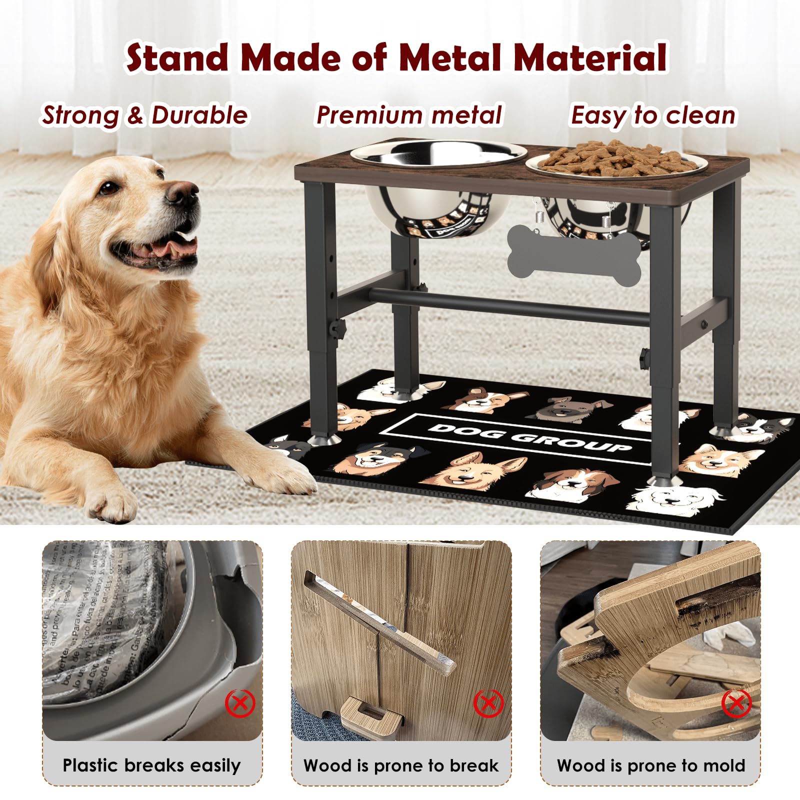 Diseño en metal resistente SHAINFUN ofrece base estable para la comida.