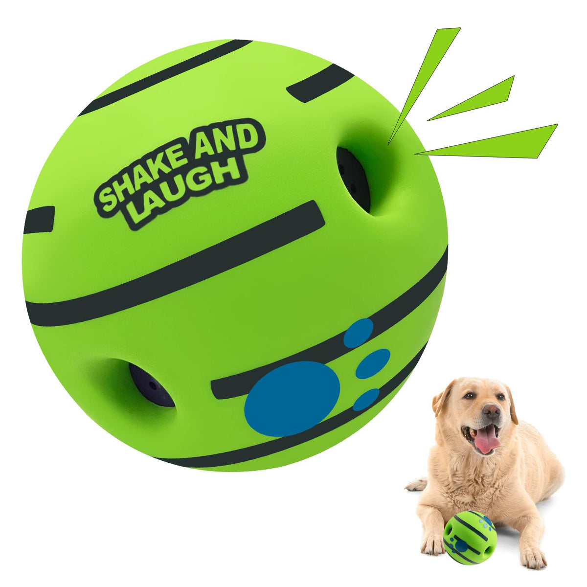 SHAKE AND LAUGH: bola interactiva para perros XL, emite sonido al rodar para juego activo.