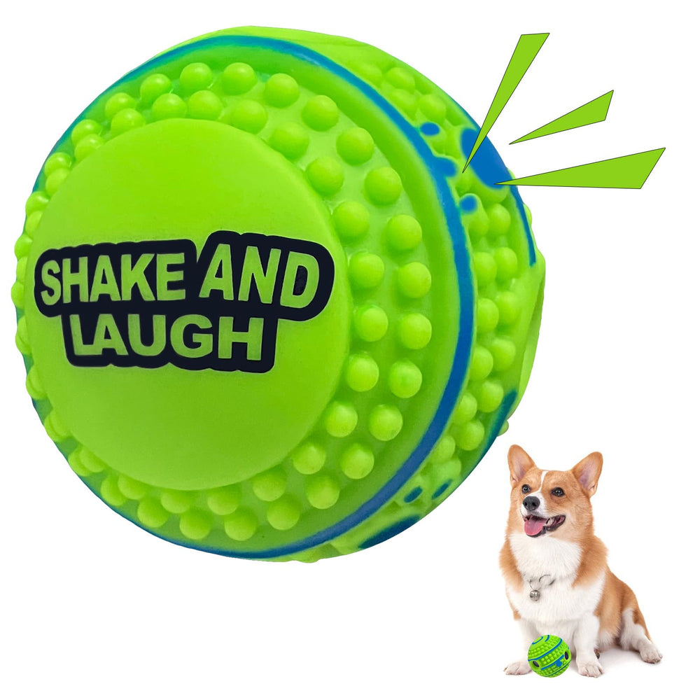 SHAKE AND LAUGH bola interactiva con picos para limpiar dientes durante el juego.