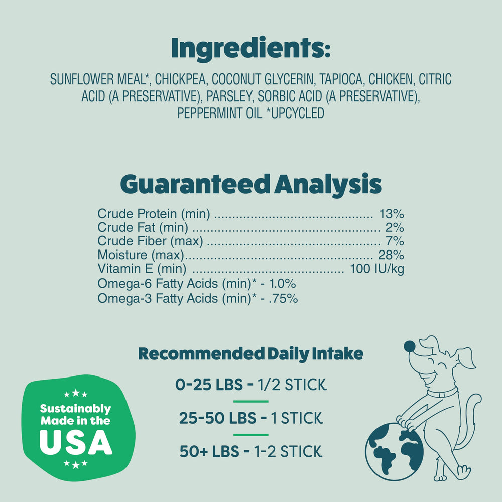 Shameless Pets A Cluck A Day palito dental con ingredientes reciclados para reducir desperdicio