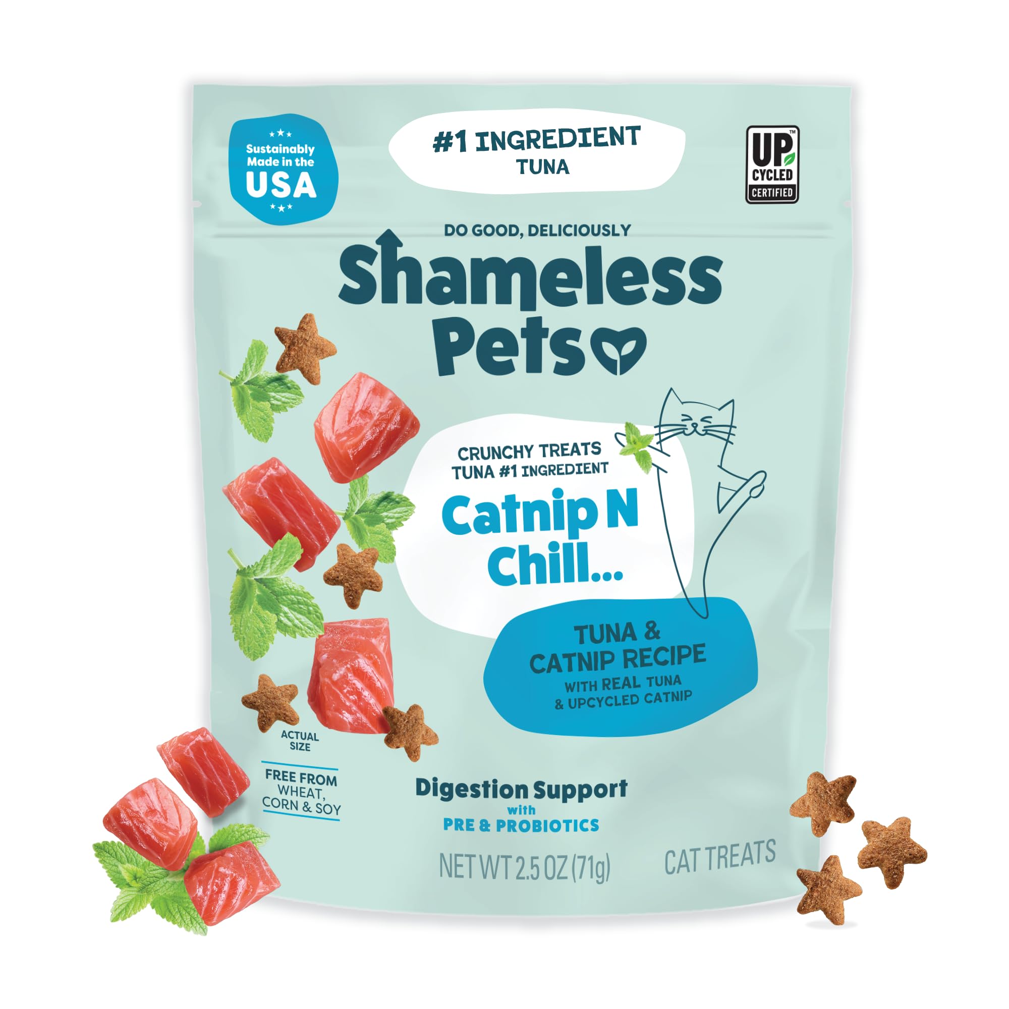 Shameless Pets Bocados Estrella Gatos: snack crujiente con atún, delicioso y saludable.