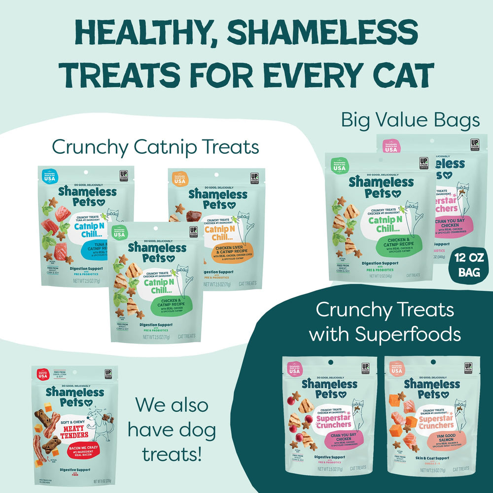 Shameless Pets Chat N Chill au poulet, friandise faible calorie