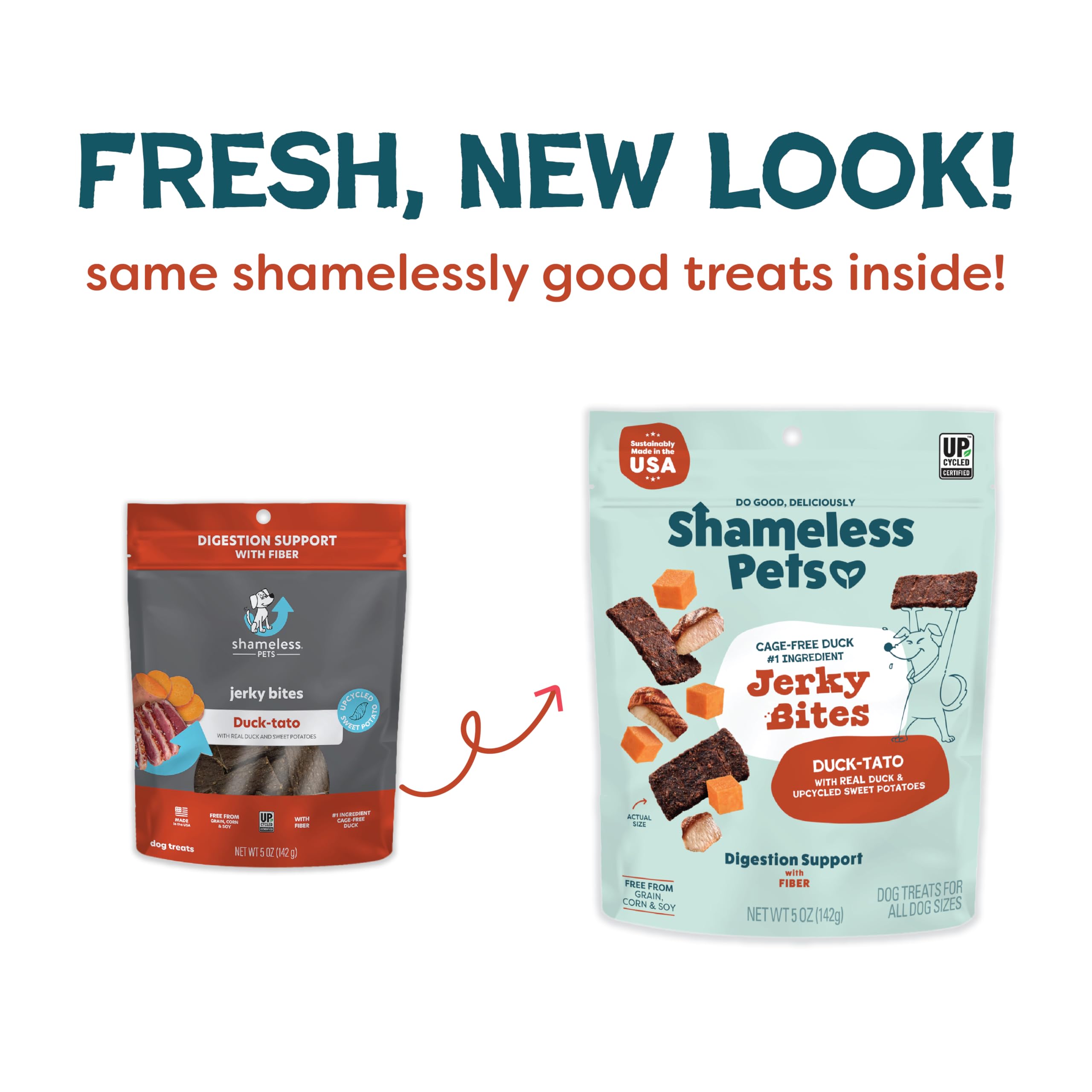 Shameless Pets Jerky Bites Duck-Tato, ingredientes reales para perros sanos