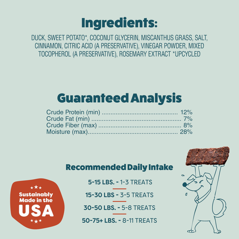 Shameless Pets Jerky Bites Duck-Tato, producido en EE.UU. con prácticas sostenibles