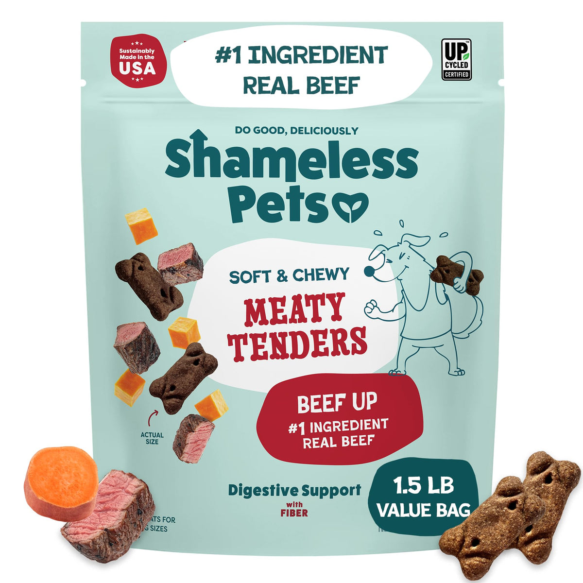Shameless Pets tiras de res, textura suave para perros.