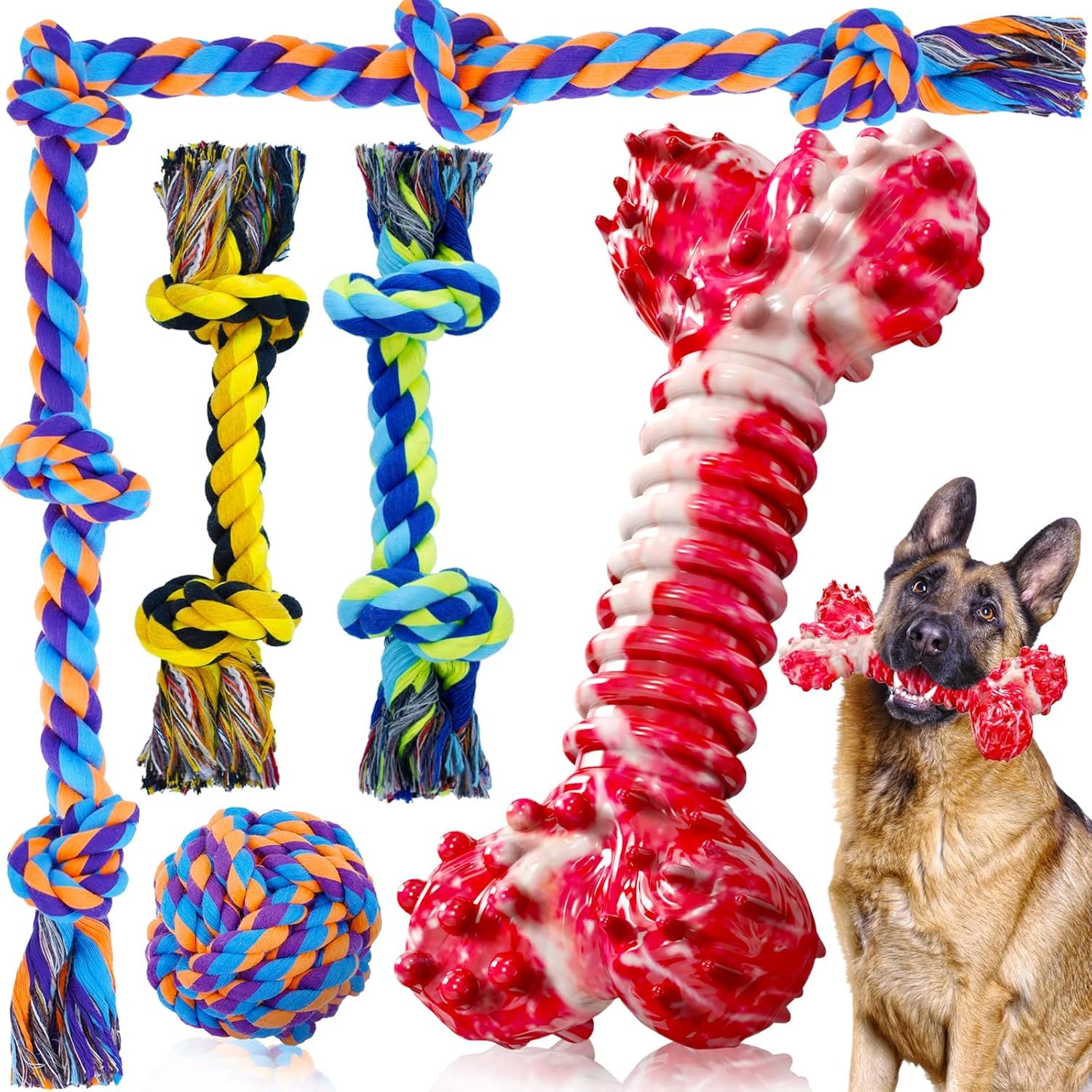 SHARLOVY conjunto de juguetes masticables para perros agresivos de gran tamaño