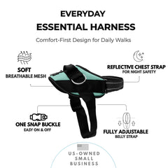 ShawnCo arnés ajustable y reflectante para paseos nocturnos seguros.