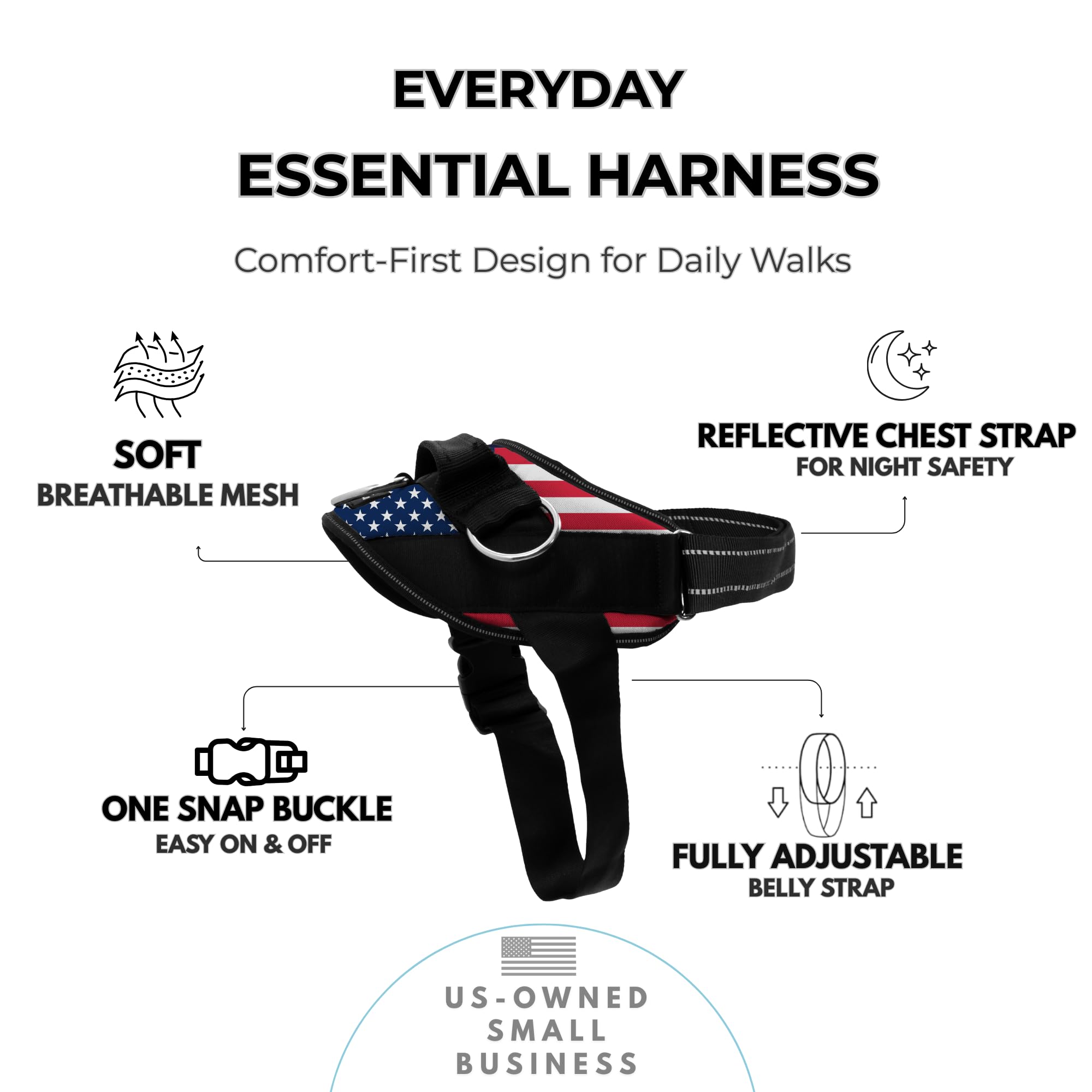 ShawnCo Arnés Esencial con tres anillos, opción de enganche versátil para entrenamiento.