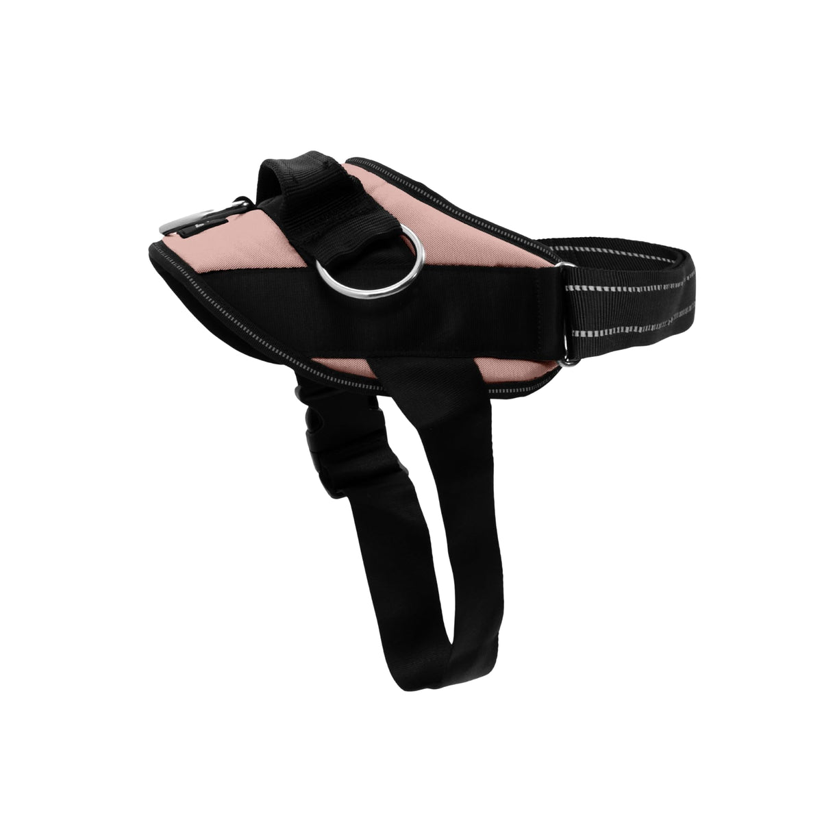 ShawnCo Arnés Esencial para Perro, vista frontal, rosa dorado, cómodo y seguro para paseos.