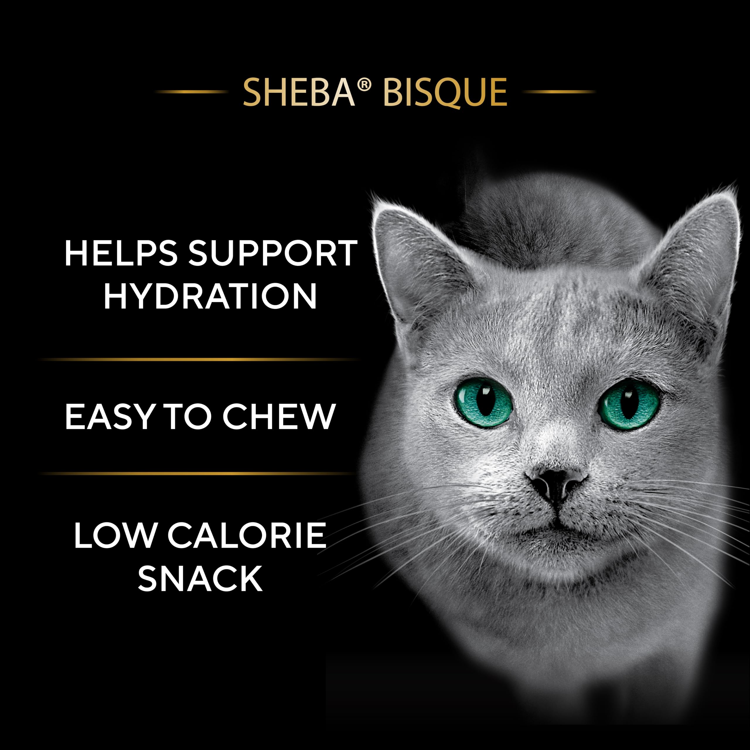 Golosinas bisque Sheba para gatos con salmón, opción de alta gama para el paladar.