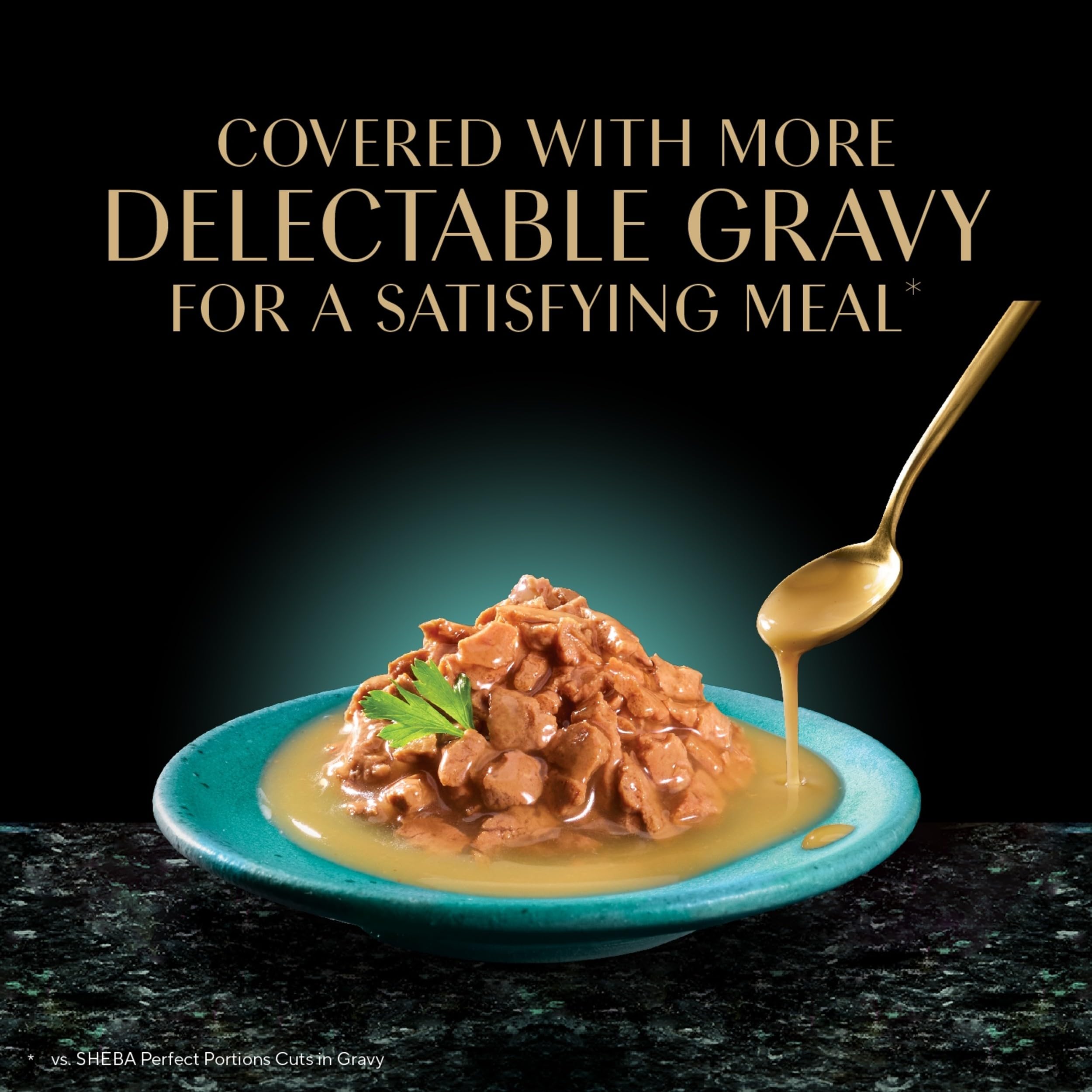 Sheba Gravy Indulgence: porciones listas para servir y sabrosas.