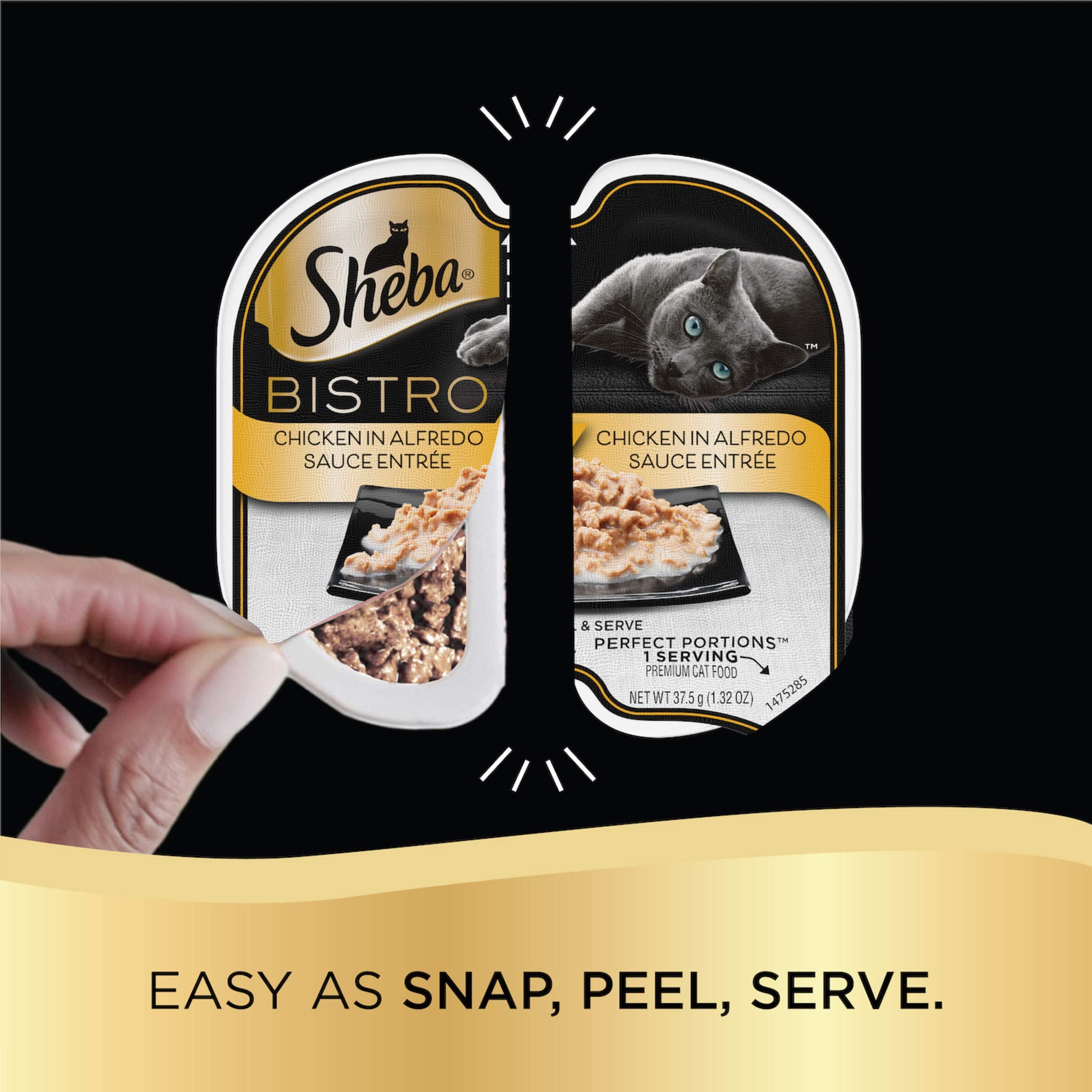 Twin-Pack de SHEBA, presentación ordenada para dos porciones por comida.
