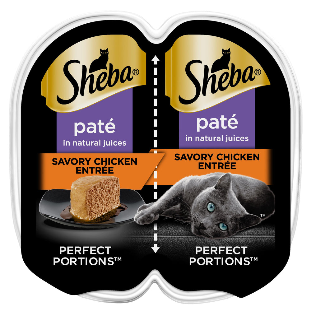 Sheba Perfect Portions Pate pollo pack doble, porciones controladas para gatos adultos