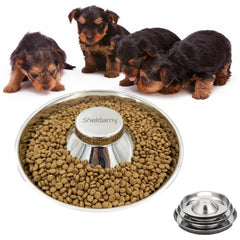 Sheldamy tazón para perros pequeños, acero inoxidable sin olor, uso diario seguro.