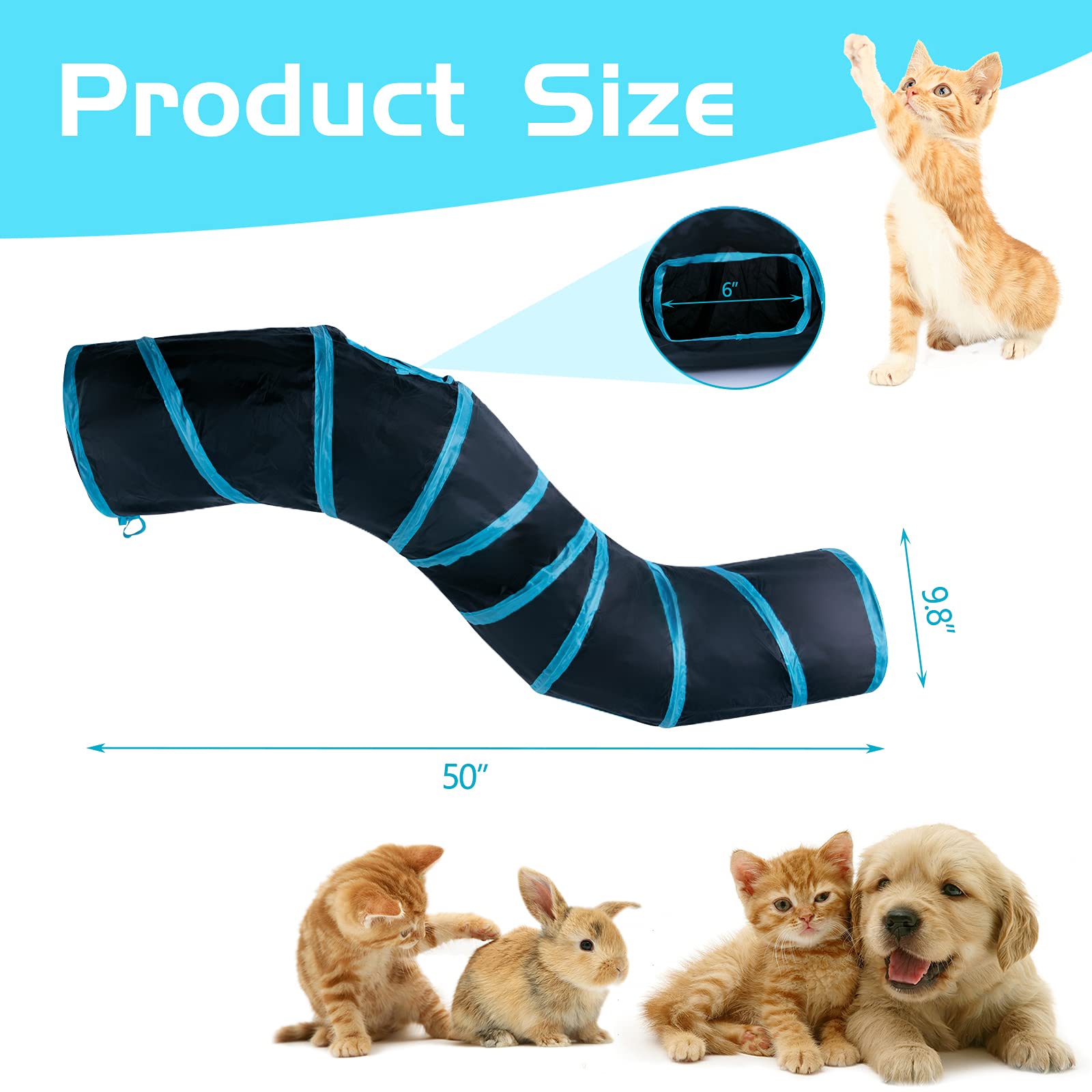 Túnel para gatos Sheldamy en negro, diseño resistente para interiores.