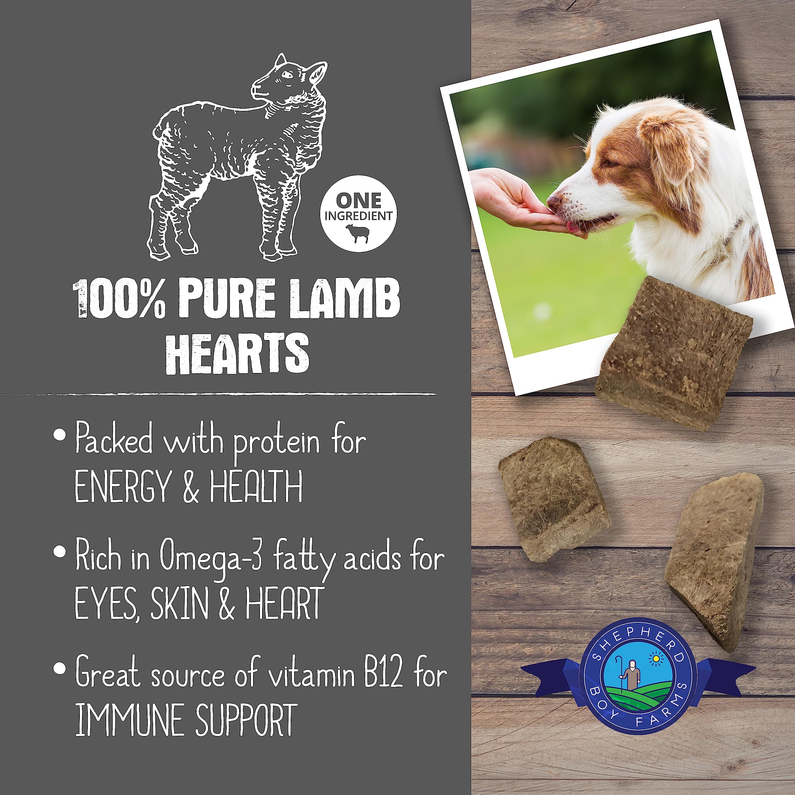 Shepherd Boy Farms bocaditos de cordero desecados, snack proteico para mascotas