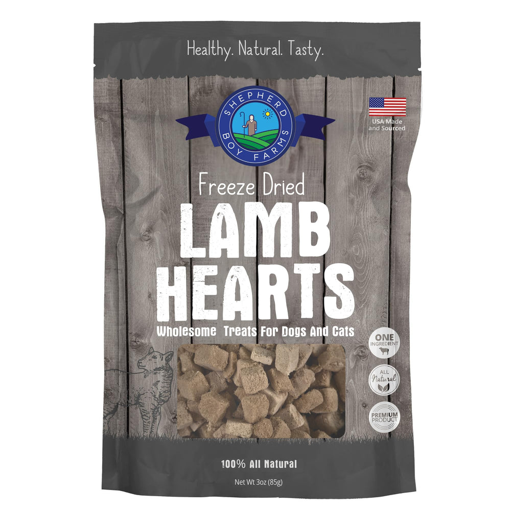Shepherd Boy Farms corazón de cordero en paquete, snack saludable para entrenamiento