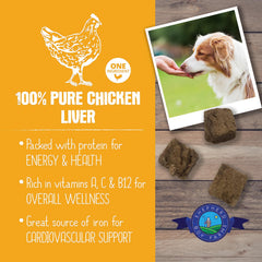 Higado de pollo liofilizado de Shepherd Boy Farms para entrenamiento sabroso.