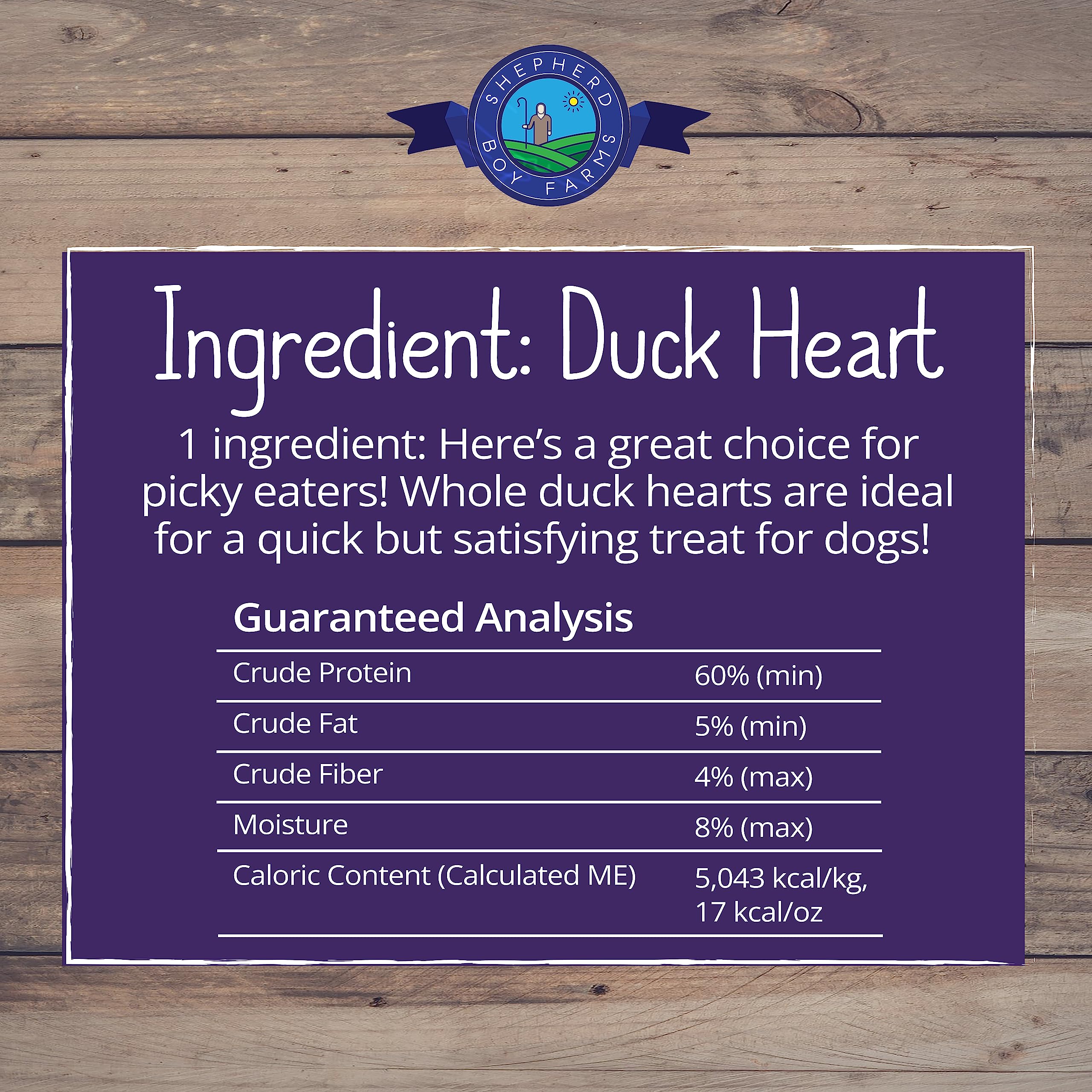 Trozo de corazon de pato seco de Shepherd Boy Farms