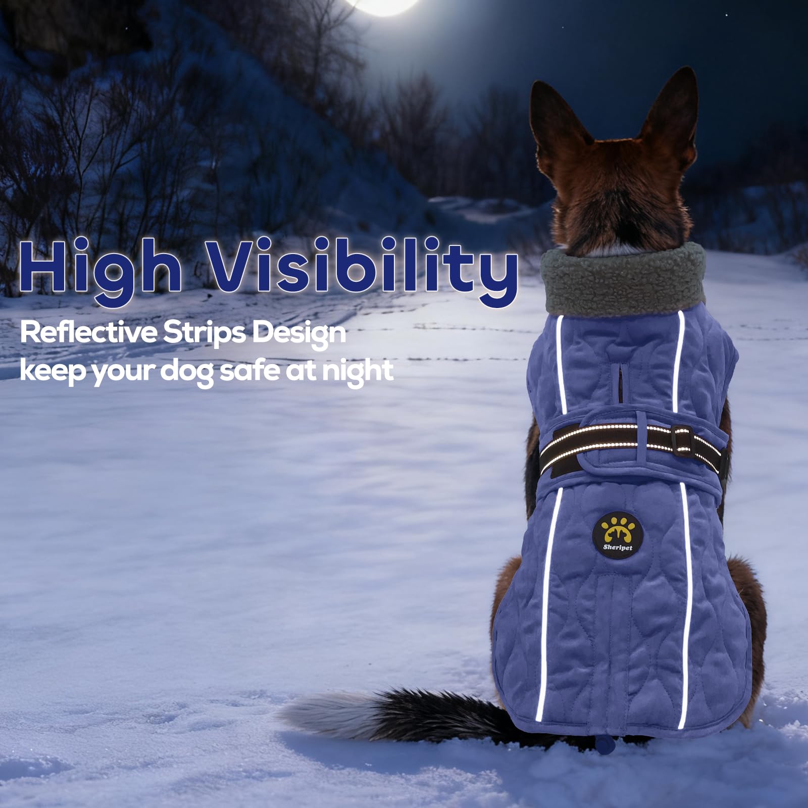 Sheripet chaqueta invierno perro reflectivo: alta visibilidad para paseos en condiciones bajas