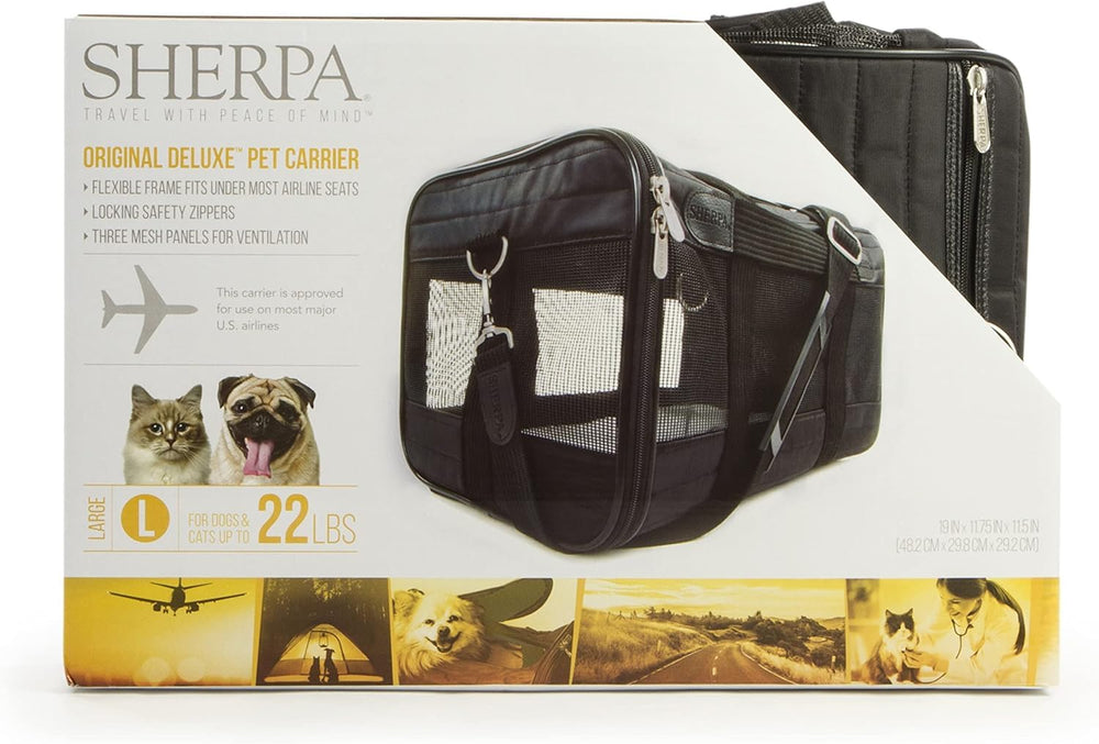 Sherpa Original Deluxe entrada superior lateral facilita carga de tu mascota