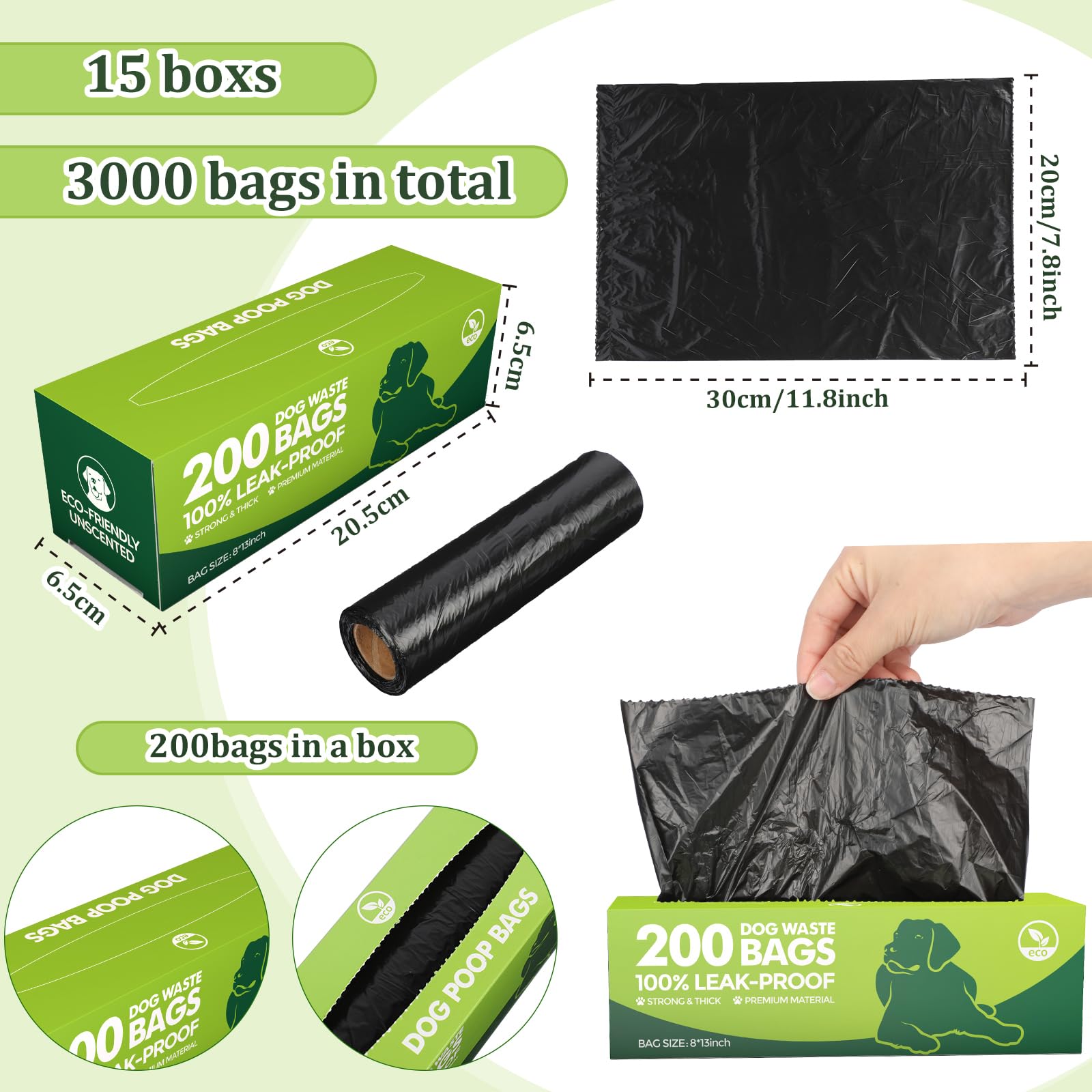 Bolsas de perro HDPE Sherr, duraderas y a prueba de fugas.