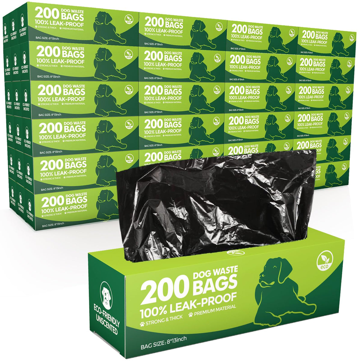 Caja Sherr con 15 rollos de bolsas para heces, almacenamiento práctico.