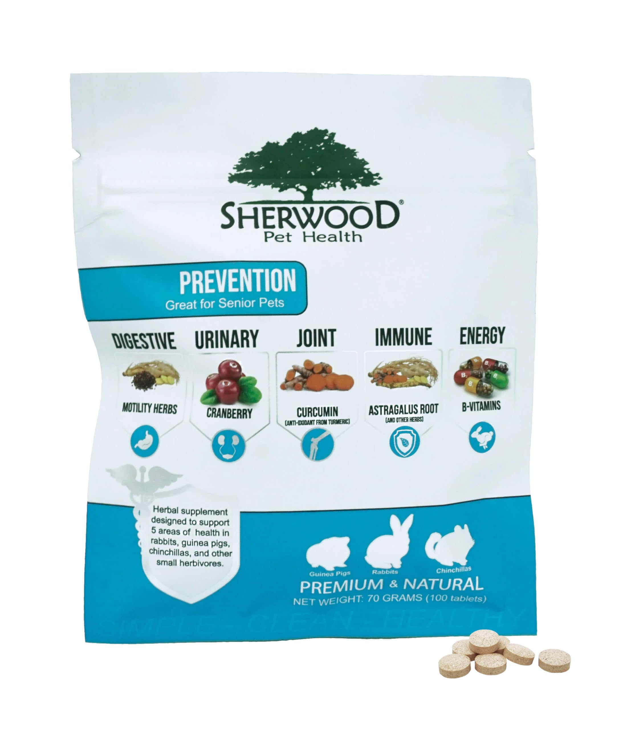 Sherwood Pet Health Prevención de Motilidad: tabletas saborizadas para mascotas pequeñas.