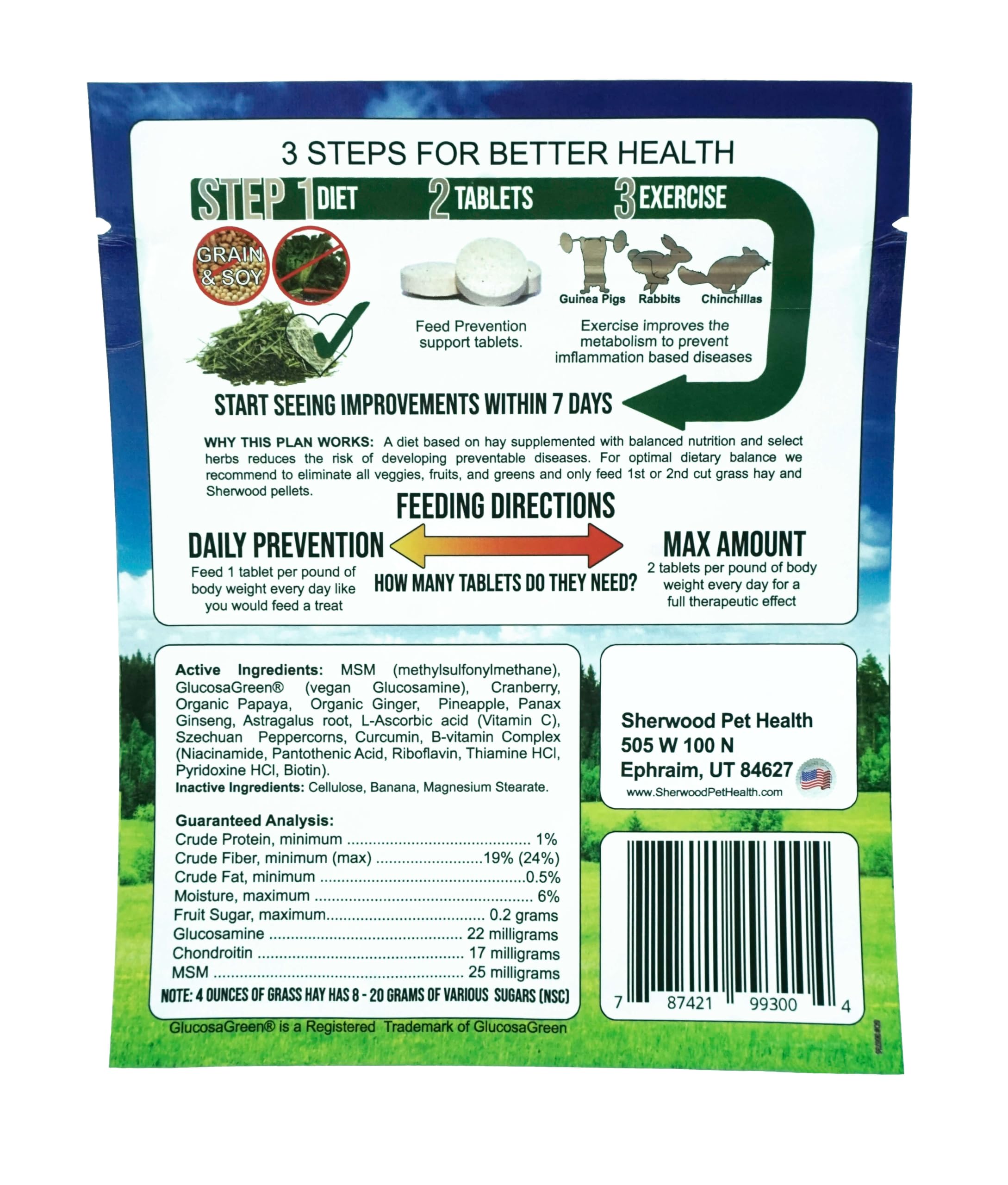 Sherwood Pet Health Prevención: apoyo urinario y digestivo en tabletas para roedores.