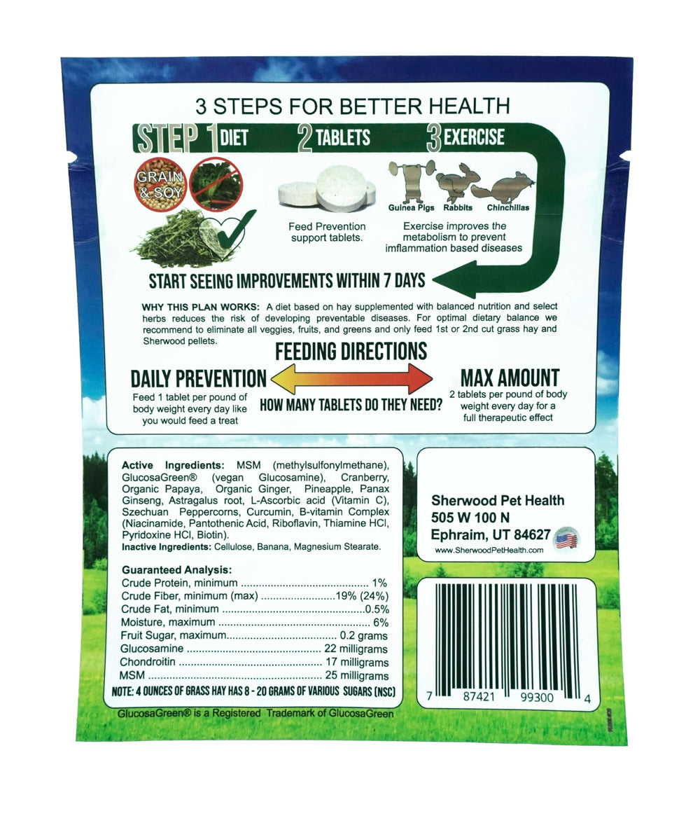 Sherwood Pet Health Prevención: apoyo urinario y digestivo en tabletas para roedores.