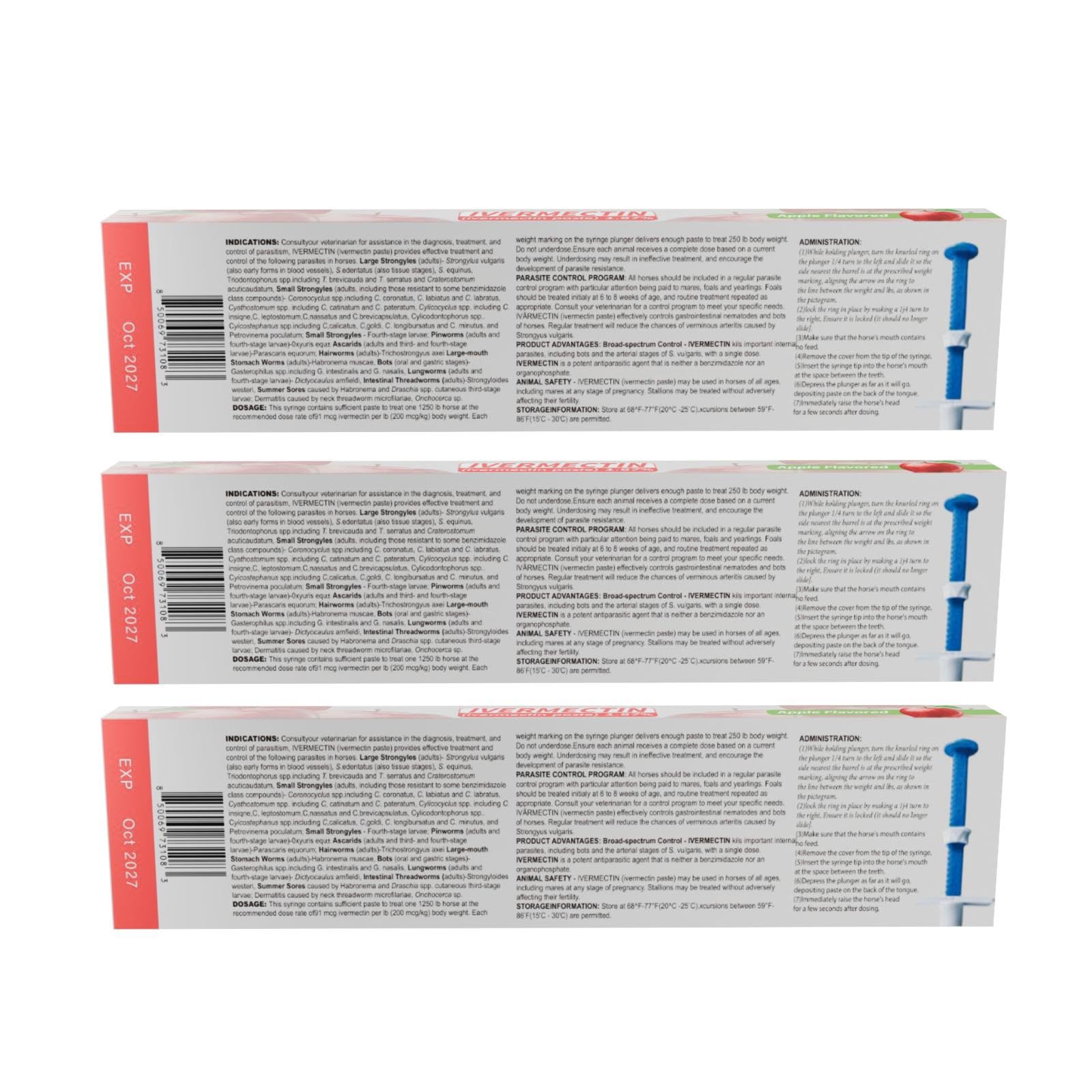 SHEVAT VITAMINS Ivermectina pasta, empaque práctico para veterinarios y propietarios.