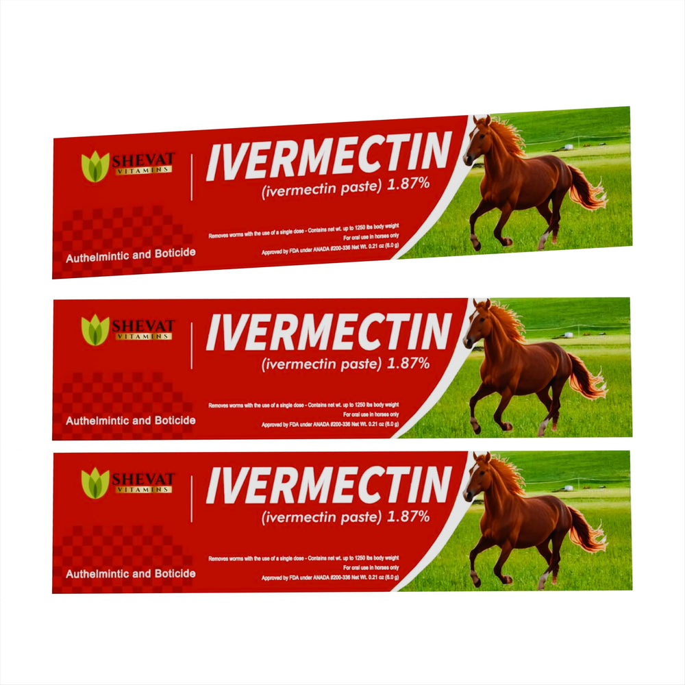 SHEVAT VITAMINS Ivermectina en pasta sabor manzana en tubo 6.08 g para caballos.