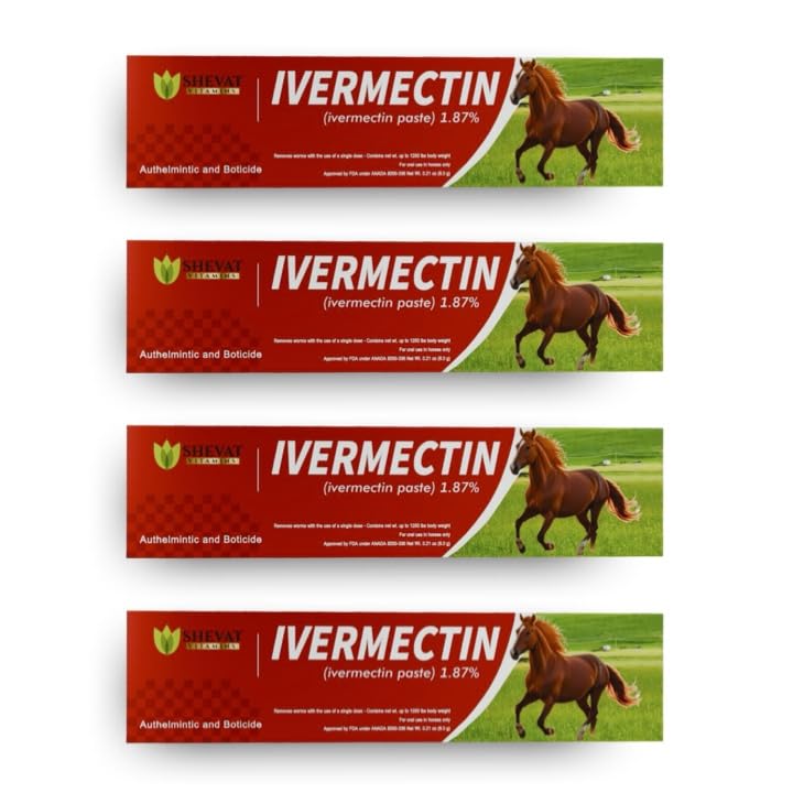 Pasta ivermectina SHEVAT VITAMINS para caballo sabor manzana en tubo 6-08 g, presentación clara