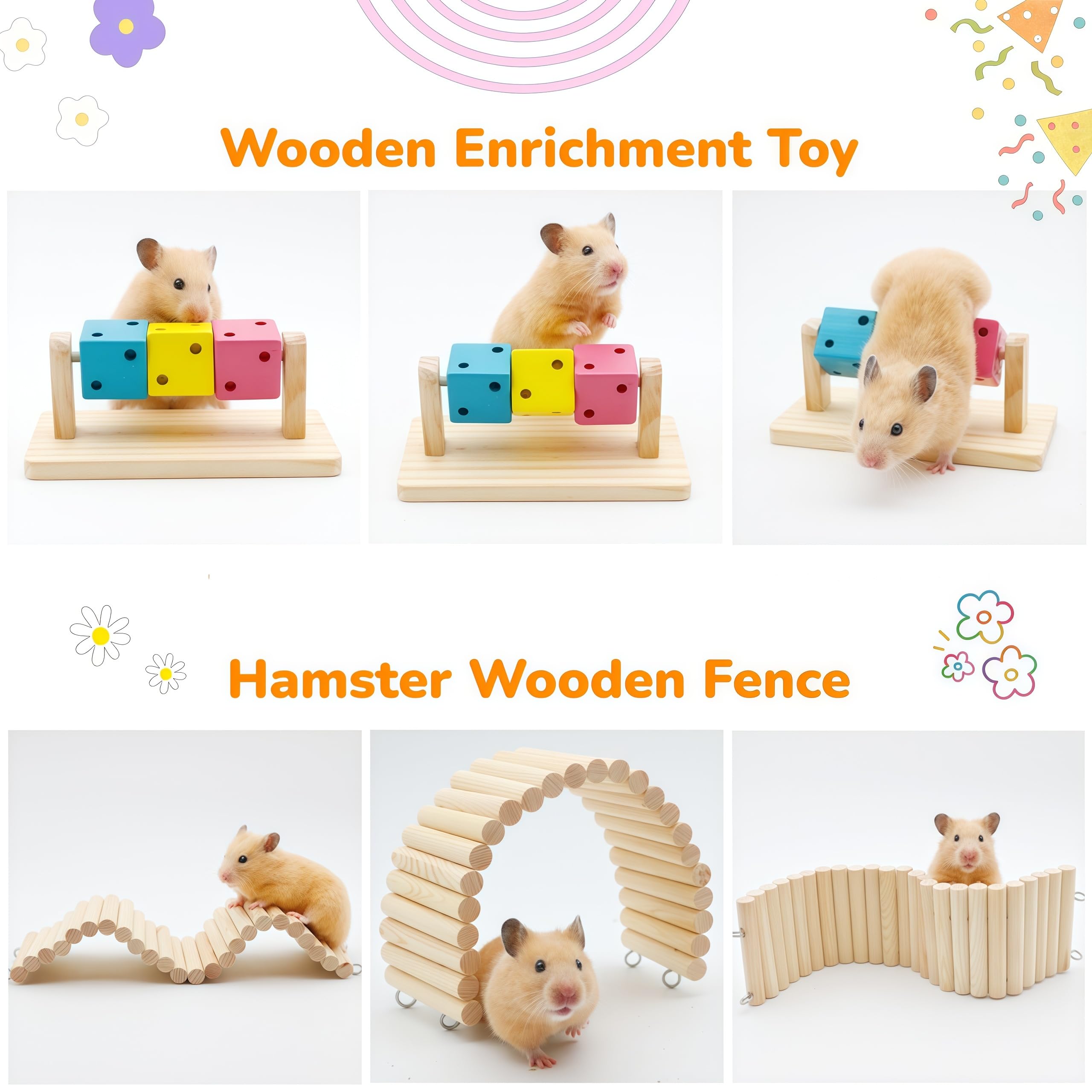 SHIBADOU cerca de madera para hamster, delimita zonas dentro de la jaula