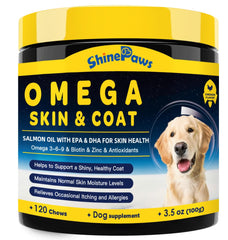 SHINEPAWS Omega 3 para perros, botella: favorece piel sana y pelaje brillante.
