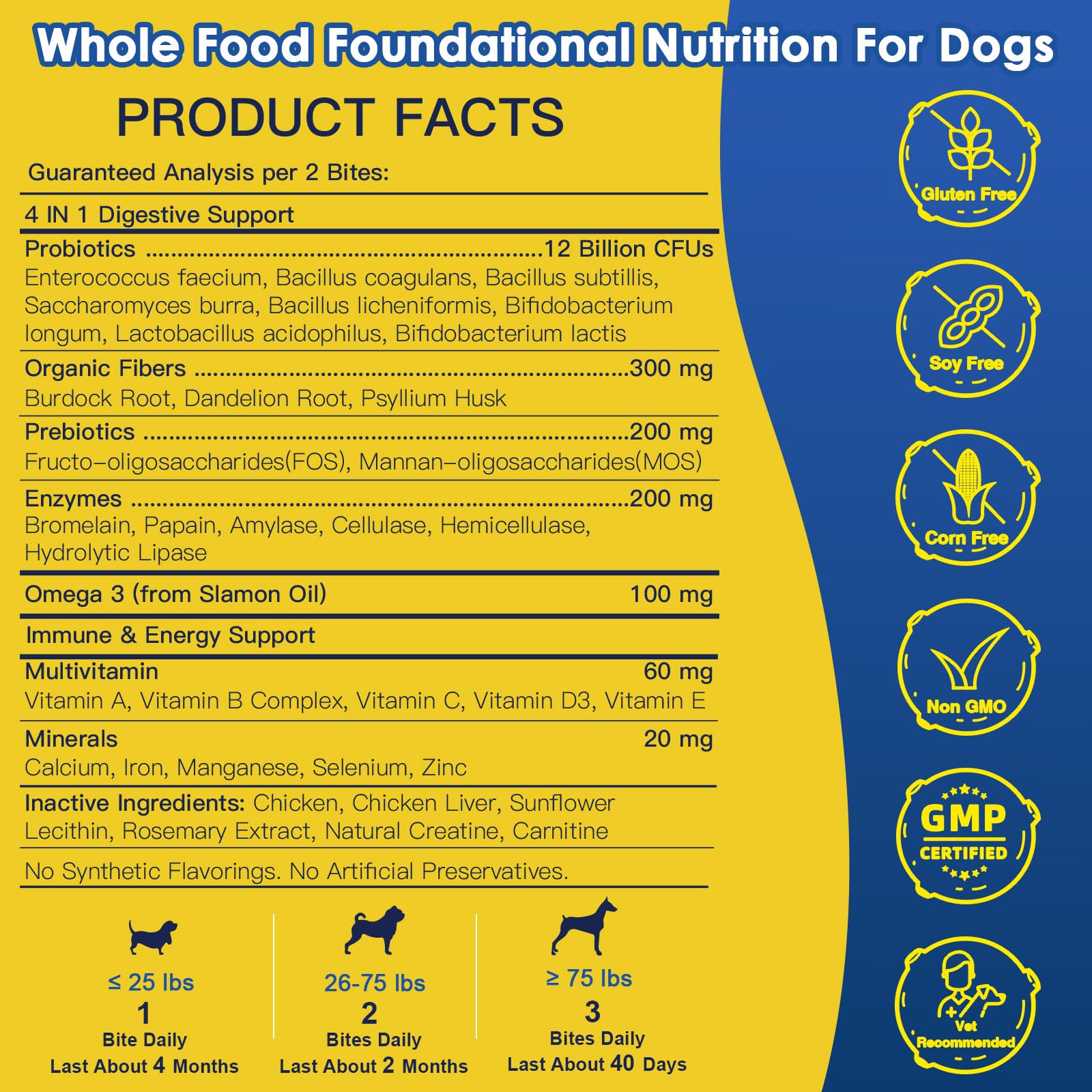 SHINEPAWS Probiotics, 8 cepas para salud intestinal del perro