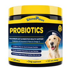 SHINEPAWS Probiotics para perros, bote de bocados para apoyo digestivo diario